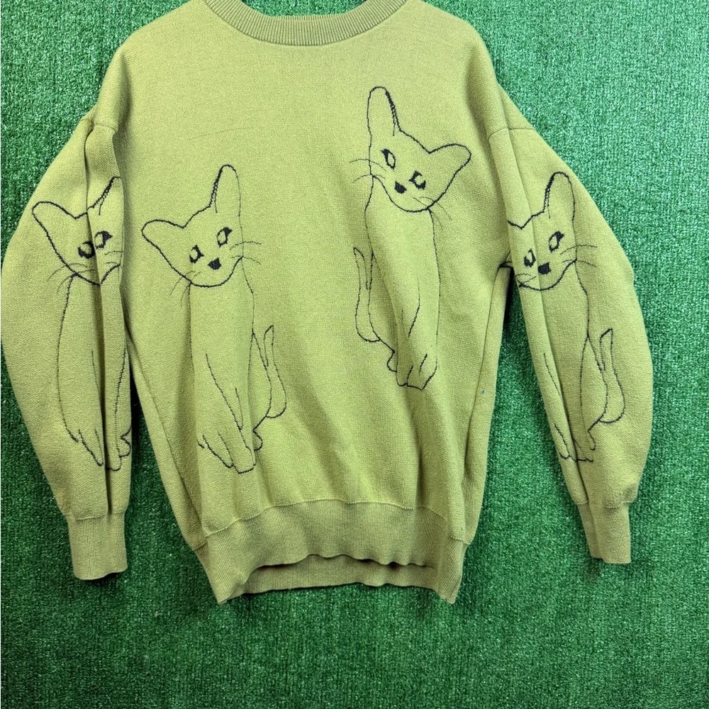 Cozy Green Cat Sweater
